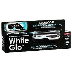 White Glo Charcoal Bad Breath Eliminator 150gr & Οδοντόβουρτσα