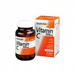 Health Aid Vitamin C Chewable 500mg with Rosehip & Acerola 60 tabs 