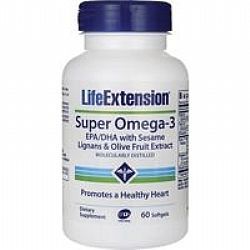 Life Extension SUPER OMEGA-3 EPA/DHA with sesame lignans & olive fruit extract 60 softgels