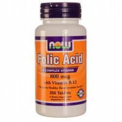 Now Folic Acid 800mcg & B-12 25mcg 250VegTabs