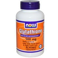 Now Glutathione 500mg, w/Silymarin + Alpha Lipoic Acid 60VegCaps