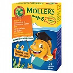 Mollers Omega-3 Kids (Πορτοκάλι-Λεμόνι) 36gummies