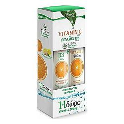 Power Health VItamin C 1000mg + Vit.D3 1000mg 24eff.tabs Τζίντζερ Λεμόνι & Vitamin C 500mg 10eff.tabs