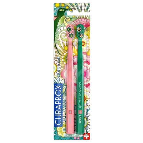 Curaprox CS 5460 Ultra Soft Toothbrush Summer Edition Ροζ-Πράσινο 2τμχ