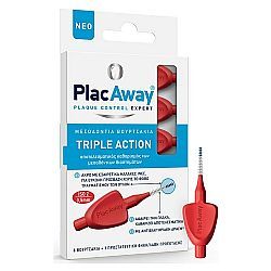 PlacAway Triple Action Μεσοδόντια Βουρτσάκια 0.5mm Κόκκινο 6τμχ