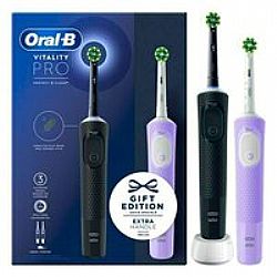 Oral-B Vitality Pro Duo Pack Black & Purple - Ηλεκτρικές Οδοντόβουρτσες 2τμχ