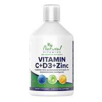 Natural Vitamins Vitamin C + D3 + Zinc Immune Πόσιμο Συμπλήρωμα Διατροφής με Βιταμίνες C, D3 & Ψευδάργυρος 500ml