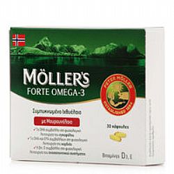 Moller's Forte Omega-3 Συμπυκνωμένο Ιχθυέλαιο με Μουρουνέλαιο, 30 κάψουλες