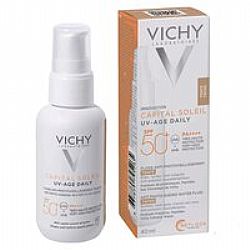 Vichy Capital Soleil UV-Age Daily Tinted Light SPF50+ Λεπτόρρευστο Αντηλιακό Προσώπου με Χρώμα, 40ml